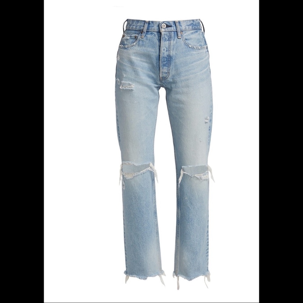 Moussy Vintage Odessa High- Rise Distressed Wide Straight - Leg Jeans
